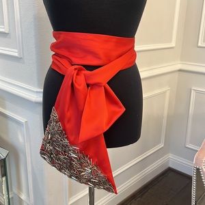 Elegant Red Embellished Women's Belt